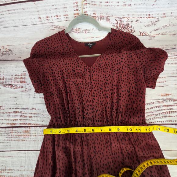 Rails Jet Rust Spotted Jumpsuit &Sash S Stretch Waist Wide Leg Red/Brn Holiday - Picture 13 of 16